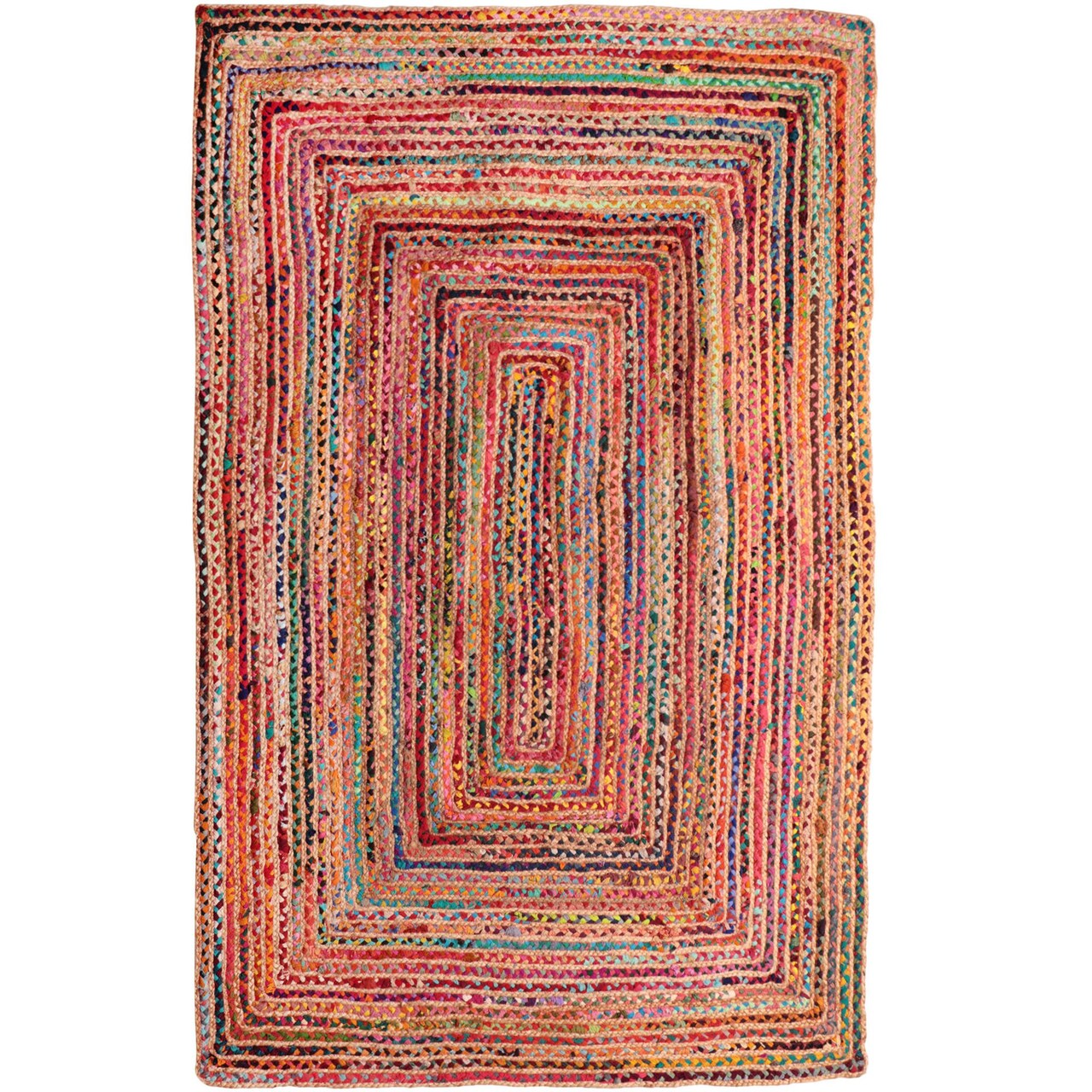 Edge Collections - 8' X 10' - Multicolor - Geometric Hand-Braided Area Rug for Home Decor - 1 Piece